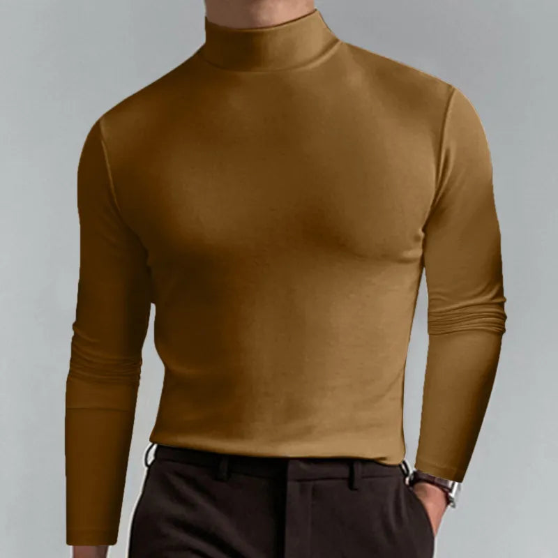 Men's High Neck T-Shirt – Soft Stretch Long Sleeve Mock Neck