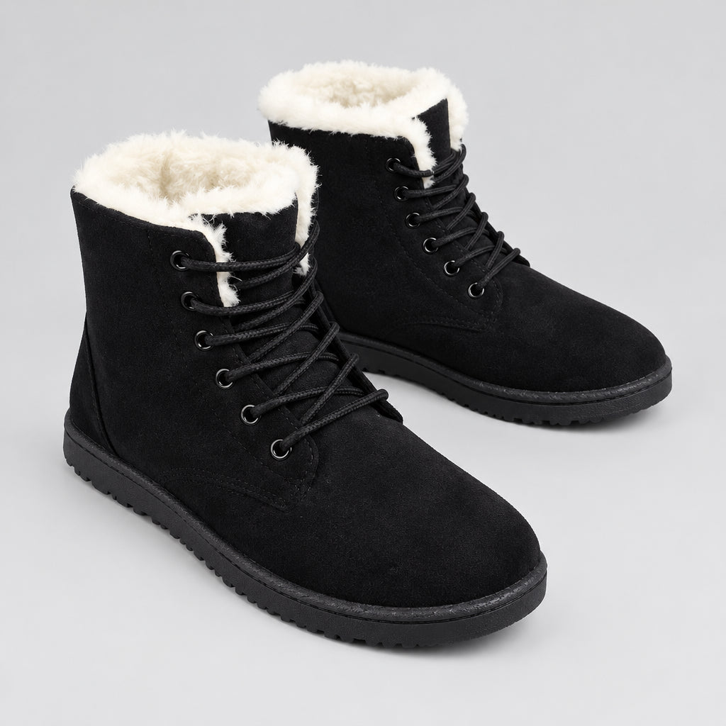 Women's Suede Ankle Boot – Plush Lined Comfort for Cold Weather
