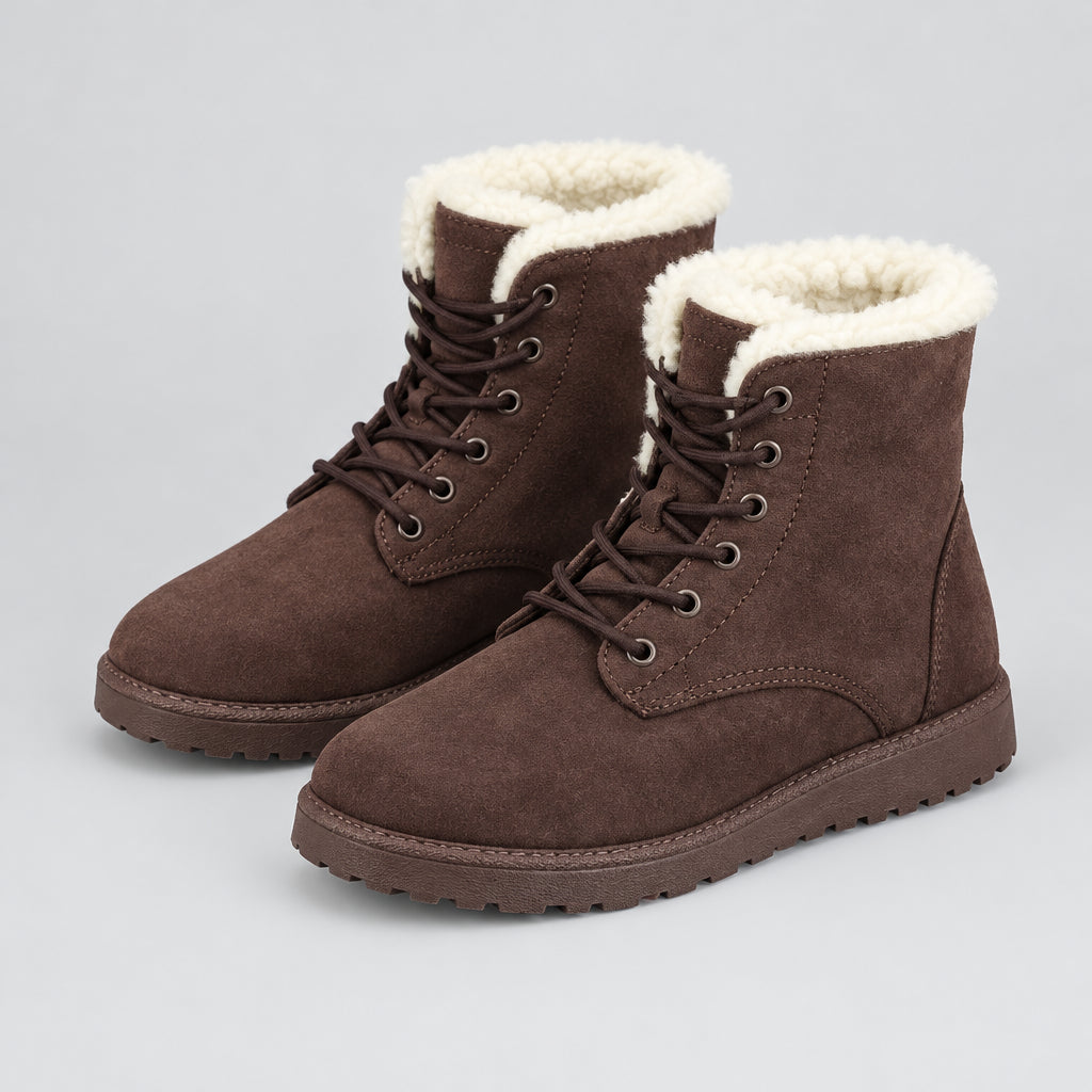Women's Suede Ankle Boot – Plush Lined Comfort for Cold Weather