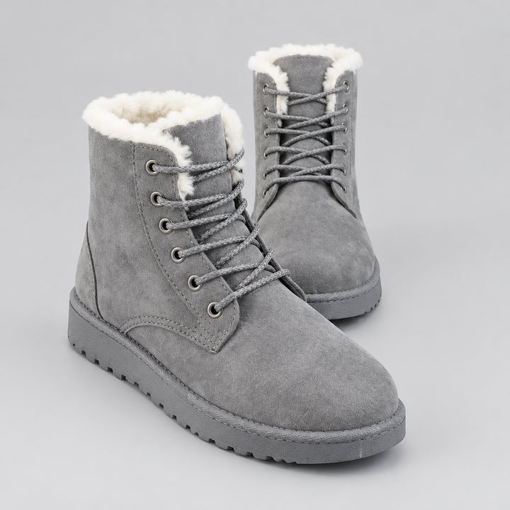 Women's Suede Ankle Boot – Plush Lined Comfort for Cold Weather