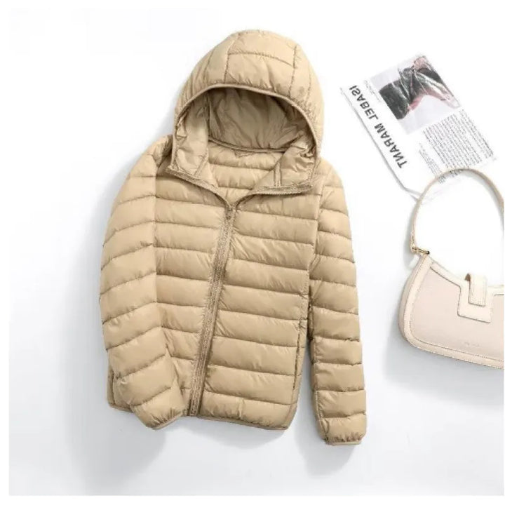 Women's Lightweight Down Jacket – Hooded Loose Fit