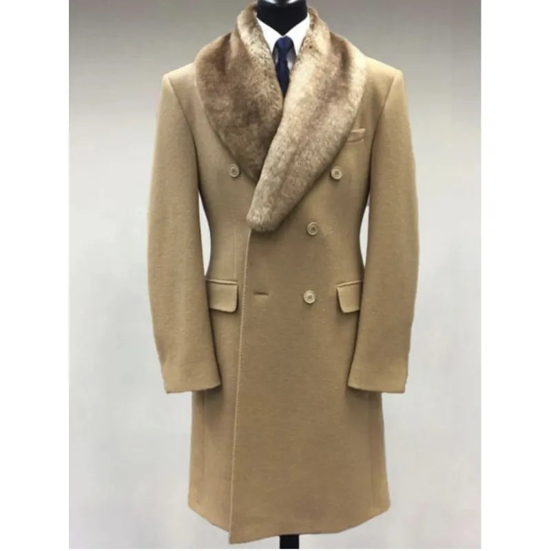 Men's Mid Length Jacket – Wool Polo Collar Fitted Cut
