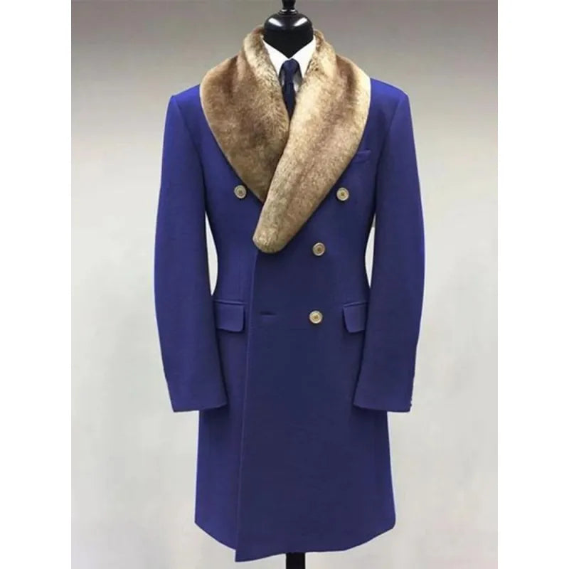 Men's Mid Length Jacket – Wool Polo Collar Fitted Cut