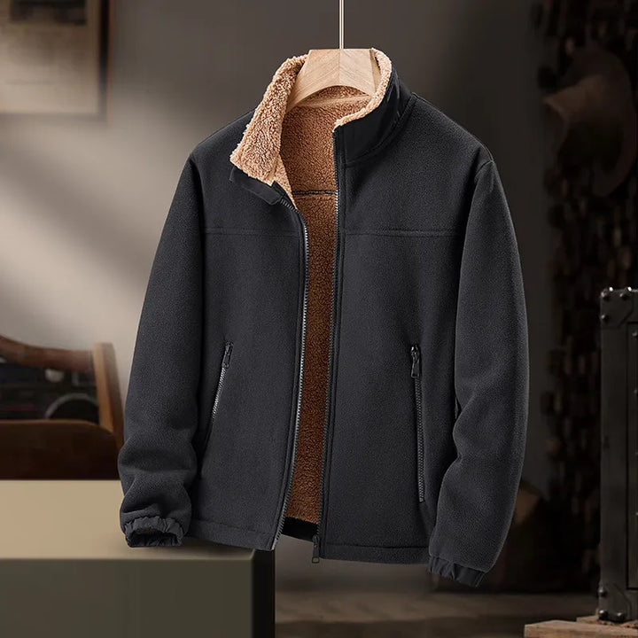 Men's Fleece Cardigan Coat – Thickened Warm Hooded or Stand Collar