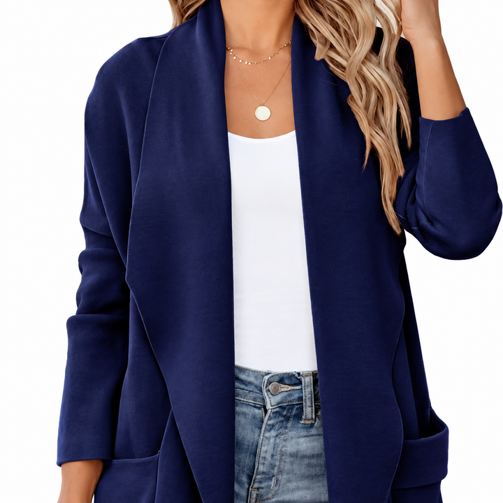 Women's Long Cardigan Jacket – Relaxed Fit with Patch Pockets