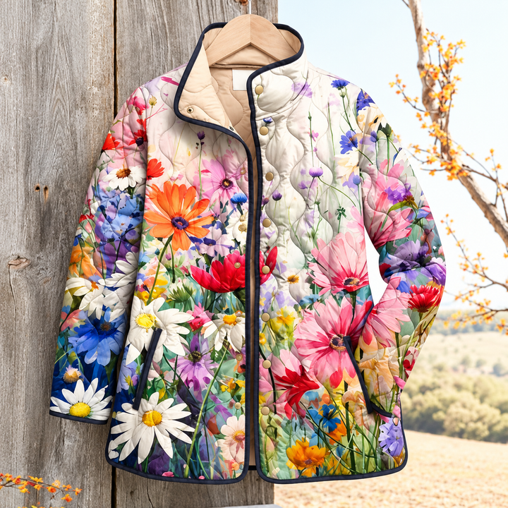 Women's Gradient Quilted Jacket – Stand Collar, Commuter Fit