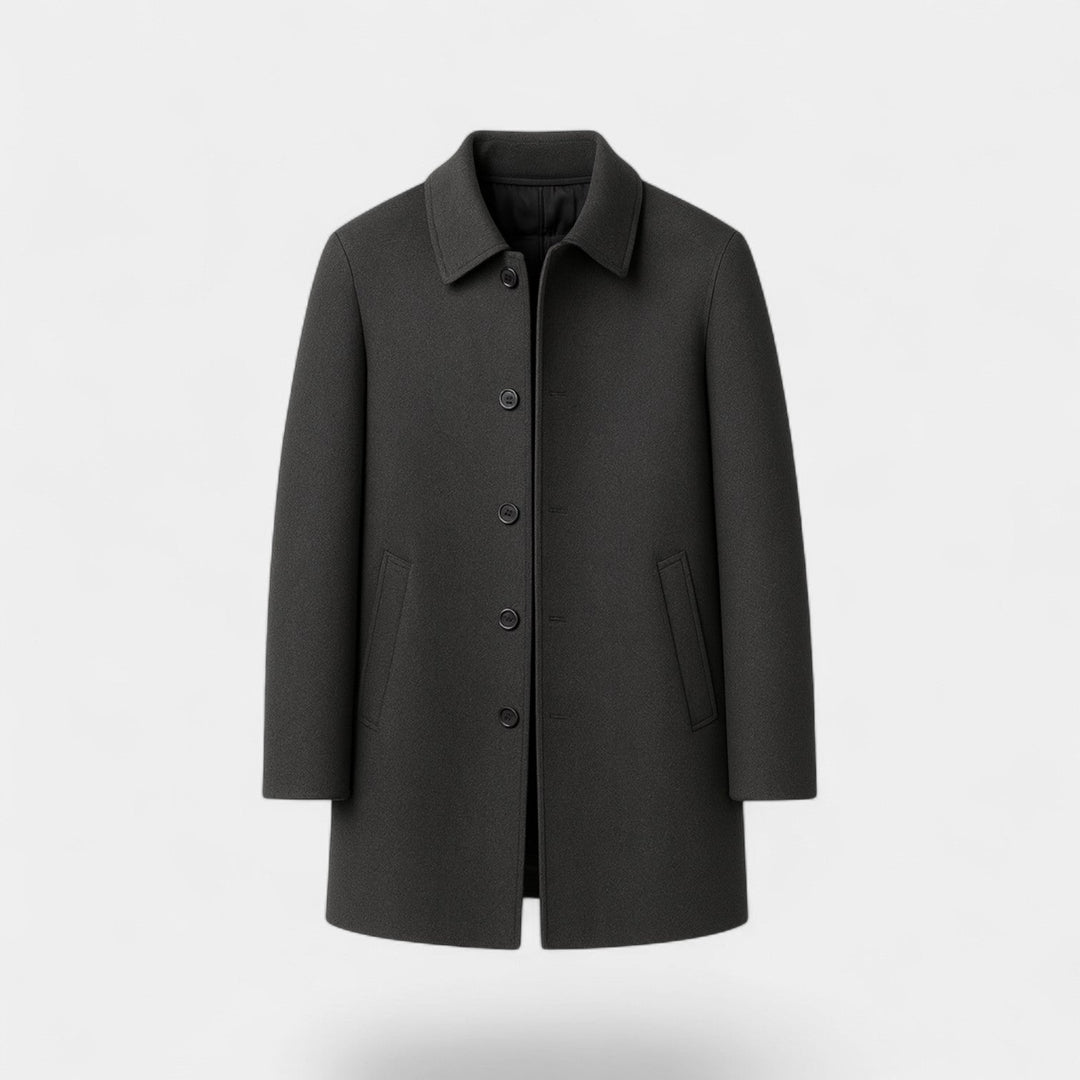 Men's Wool Coat – Lapel Collar and Down Lined Warmth