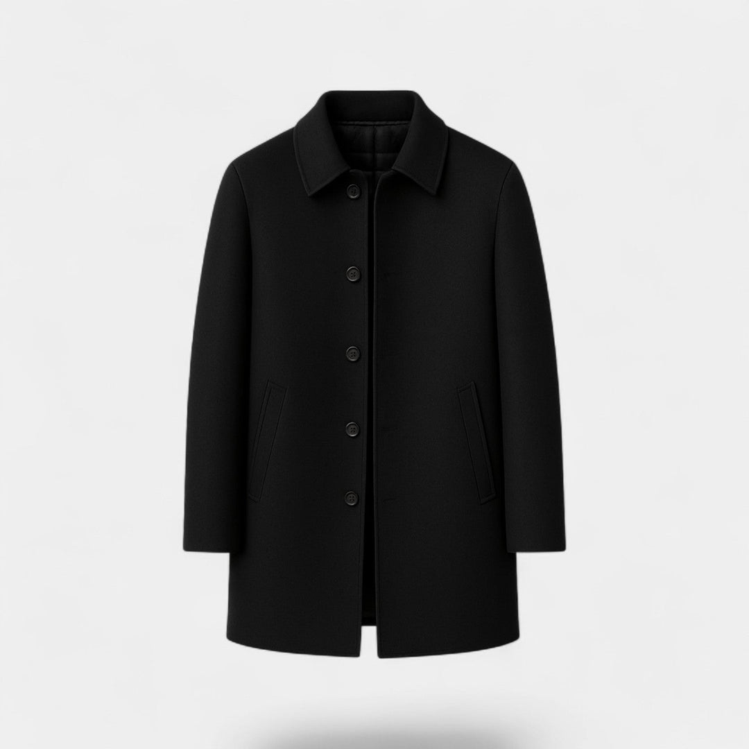 Men's Wool Coat – Lapel Collar and Down Lined Warmth
