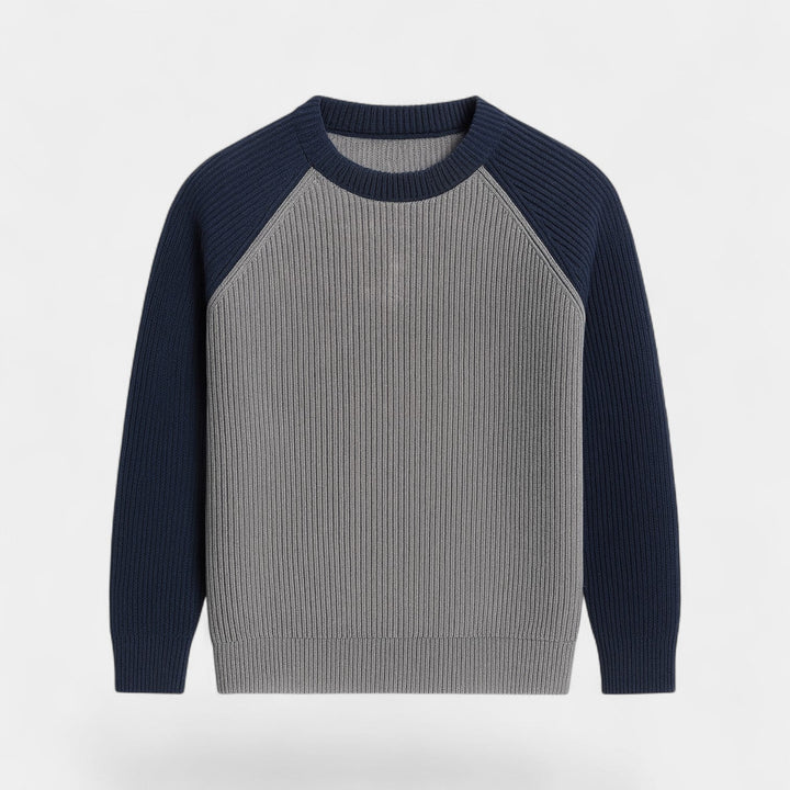 Men's Knitted Wool Jumper – Crew Neck with Ribbed Hems