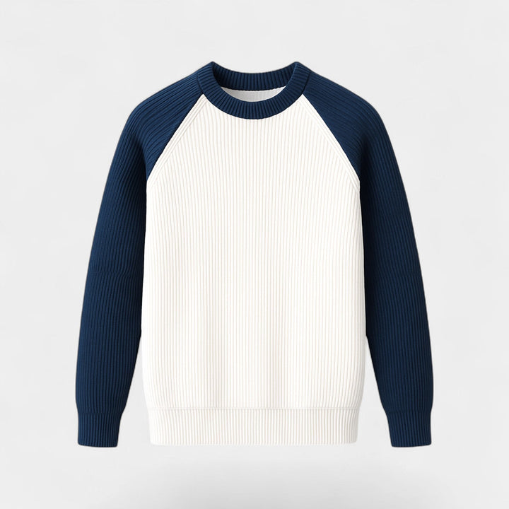 Men's Knitted Wool Jumper – Crew Neck with Ribbed Hems