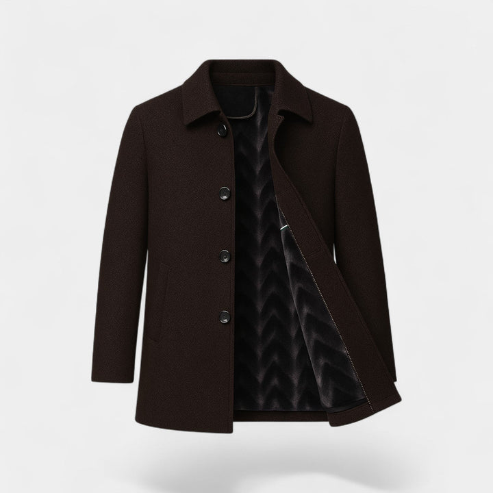 Men's Wool Trench Coat – faux fur Lined Inner Collar