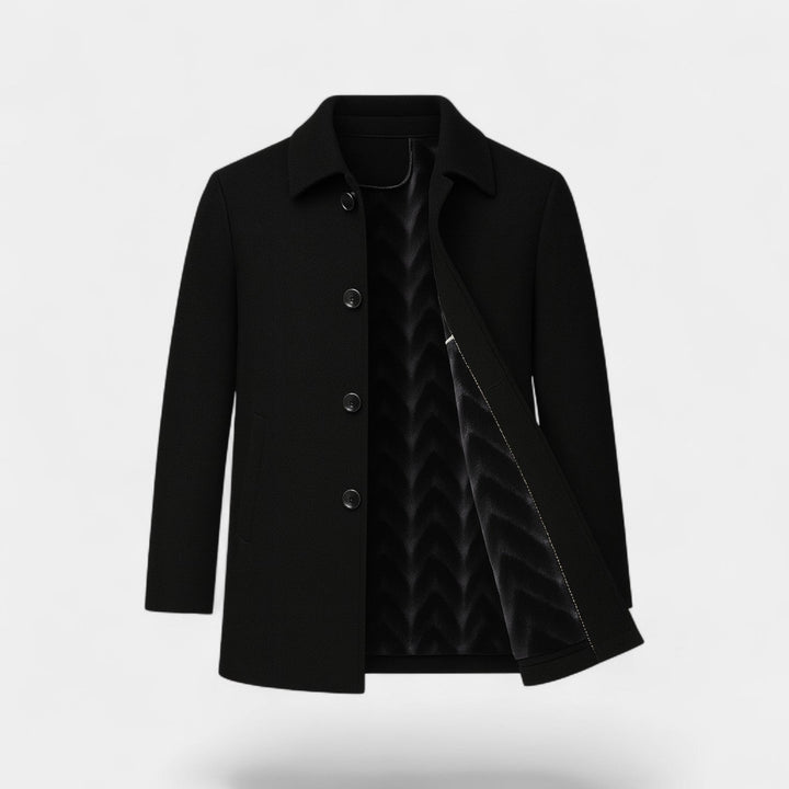 Men's Wool Trench Coat – faux fur Lined Inner Collar