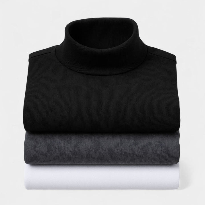 Men's Roll Neck Jumper Set of Three – Slim Fit Knit