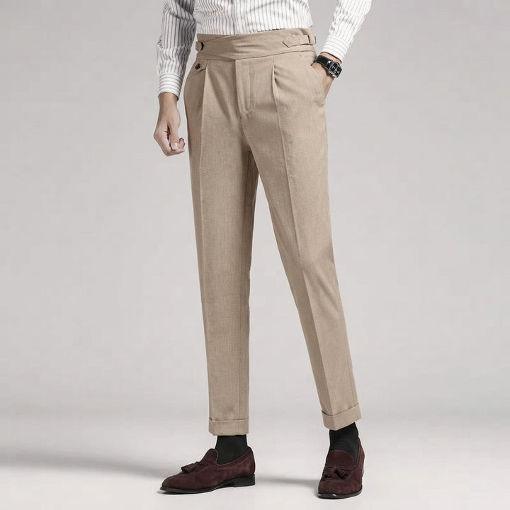Men's Slim Fit High Waist Trouser – Modern Pleated Front