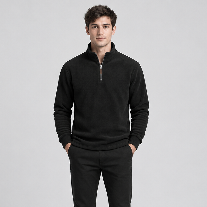 Men’s Fleece Sweatshirt – Stand Collar Quarter Zip Pullover