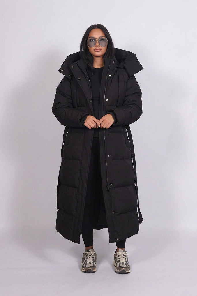 Women's Long A-Line Puffer Coat – Thick Quilted Warmth with Pockets