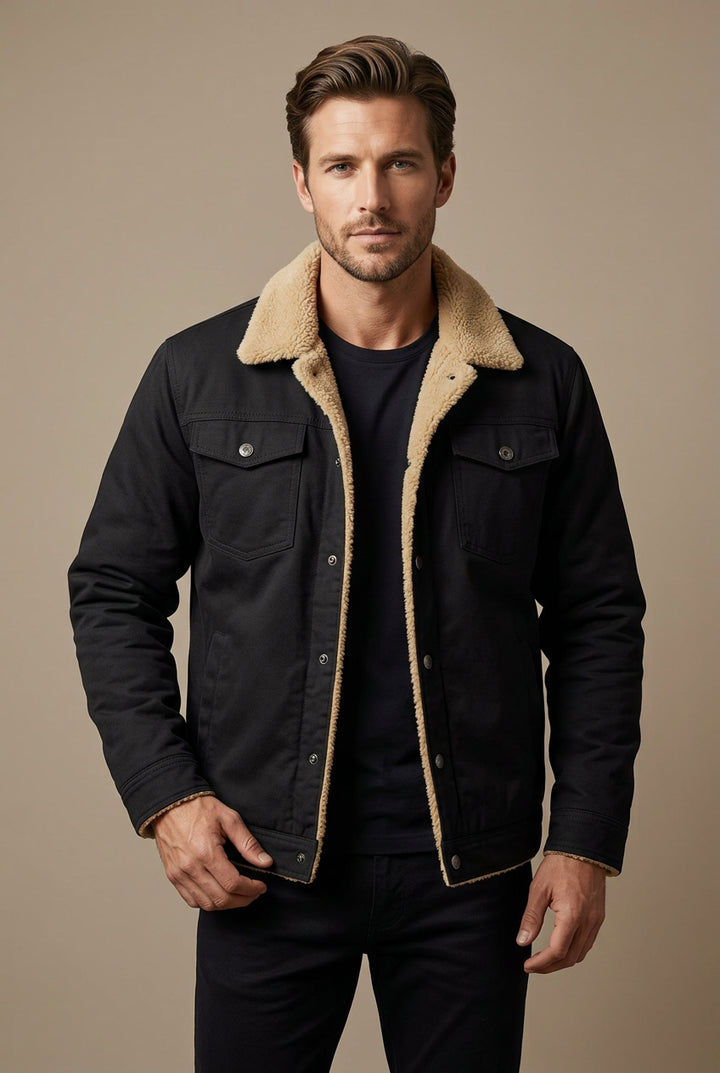 Men's Workwear Jacket – Cotton, Solid Color, Durable & Comfortable