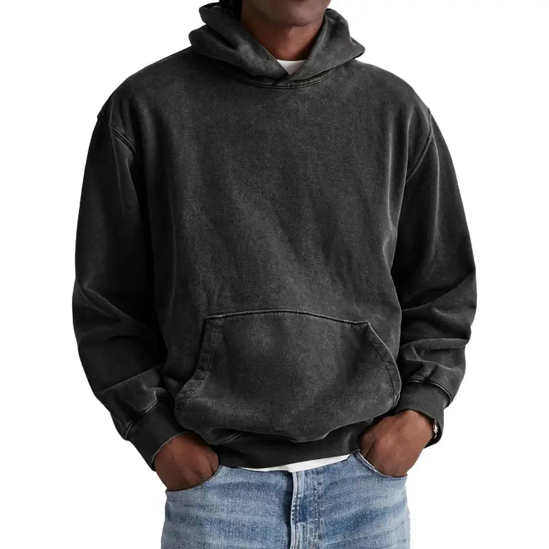 Men's Hoodie – Retro Loose Fit, Thick Pullover Sweatshirt