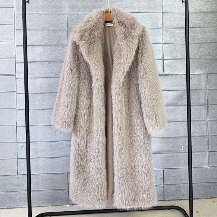Women's Suit Collar Faux Fur Coat – Relaxed Urban Silhouette