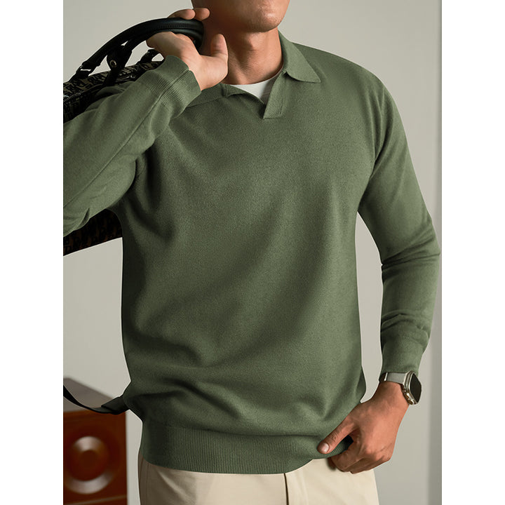 Men's Wool Sweater – Close-Fit Long Sleeve Classic Knit