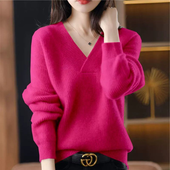 Women's Knit Sweater – Relaxed Fit with Modern Collar Detail