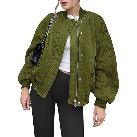 Women's Cotton Jacket – Loose Fit Pilot Baseball Style