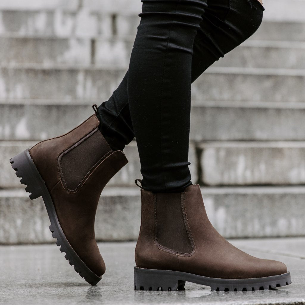 Women's Chunky Platform Ankle Boot – Vegan Leather Round Toe