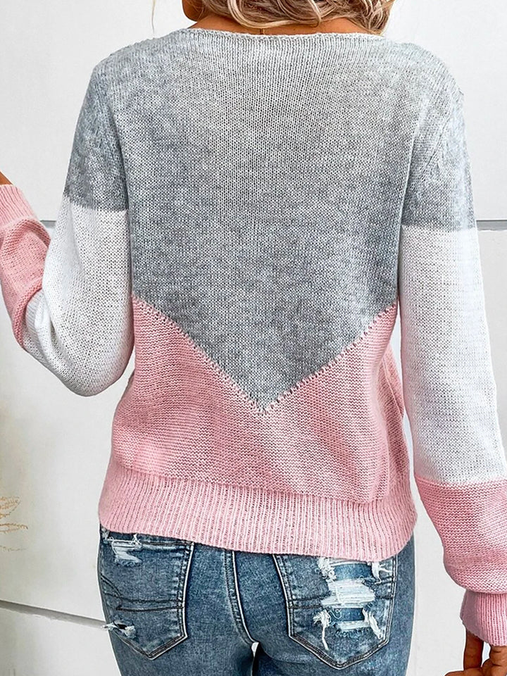 Women's Colorblock Sweater – Lightweight Knit Pullover Top
