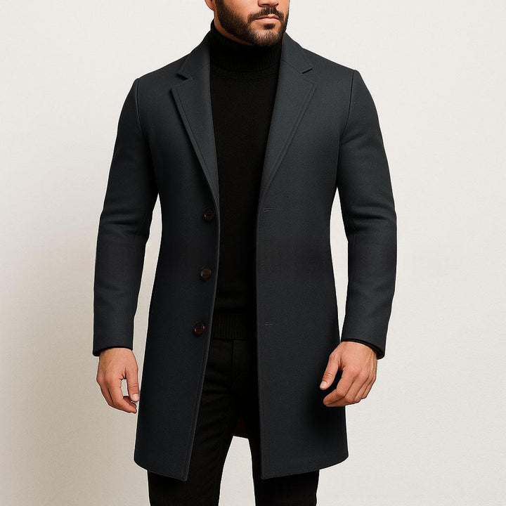 Men's Trench Coat – Structured Fabric Single-Breasted Slim Fit