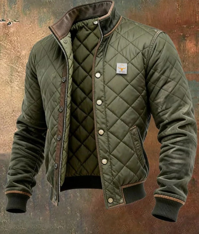 Men's Jacket – Quilted Slim Fit, Soft Structured Fabric, Stand Collar