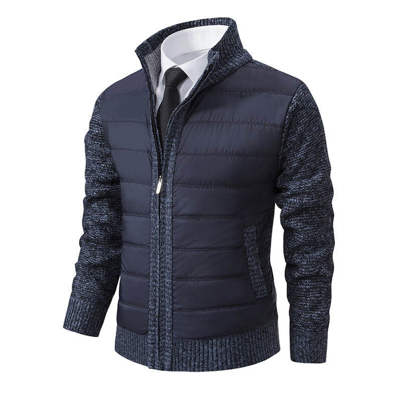 Men's Fleece-Lined Cardigan Coat – Stand Collar & Thickened Layer