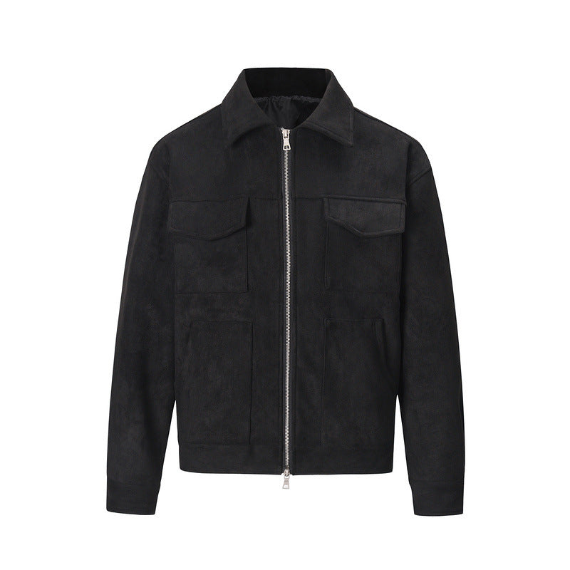 Men's Cotton Zip Jacket – Multi-Pocket Minimalist Design