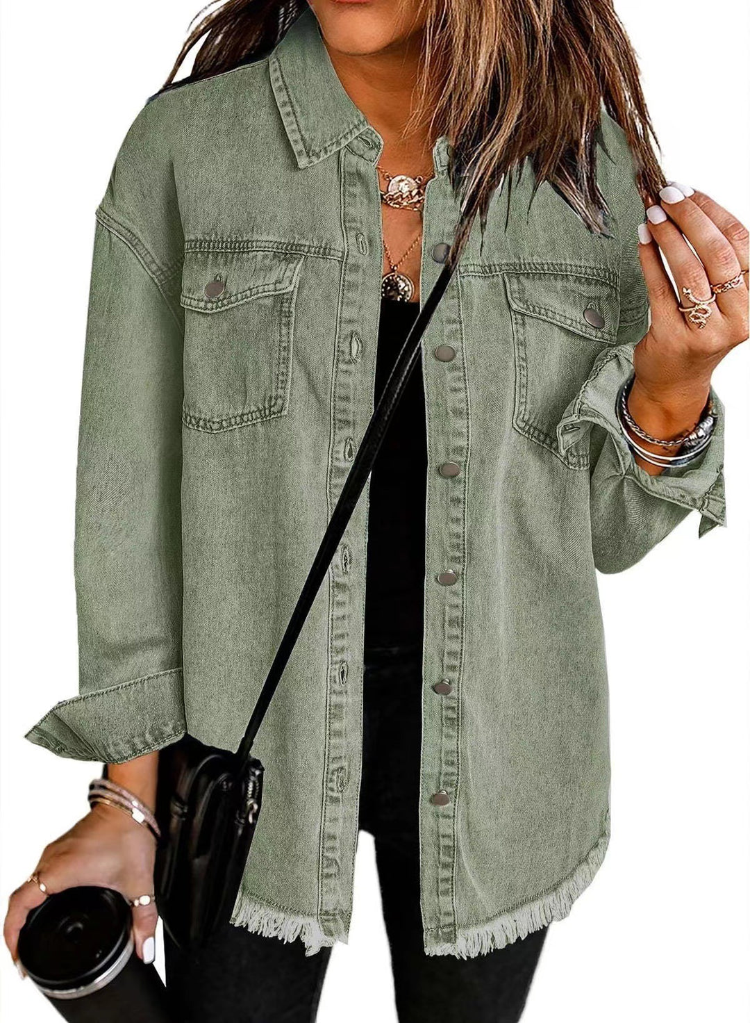 Women's Cotton Denim Shirt Jacket – Relaxed Button Down Layer