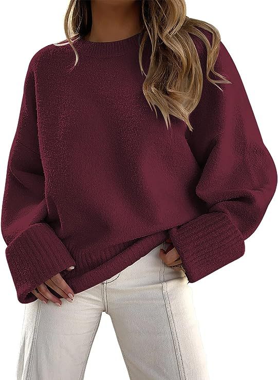 Women's Plush Knit Sweater Top – Relaxed Silhouette, Soft Texture