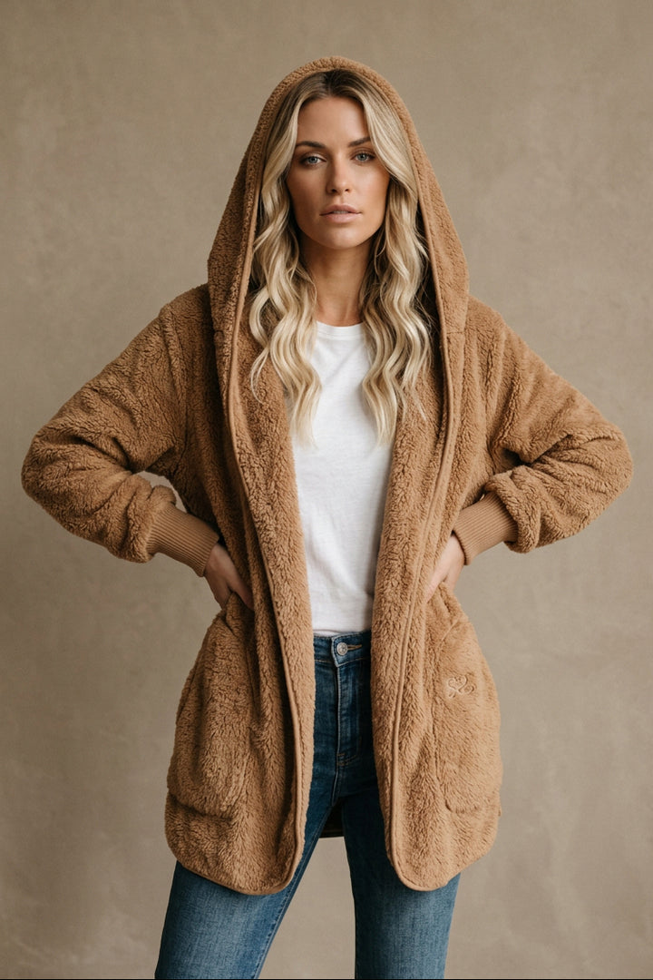 Women's Plaid Goatskin Coat – Long, Relaxed Fit Outerwear