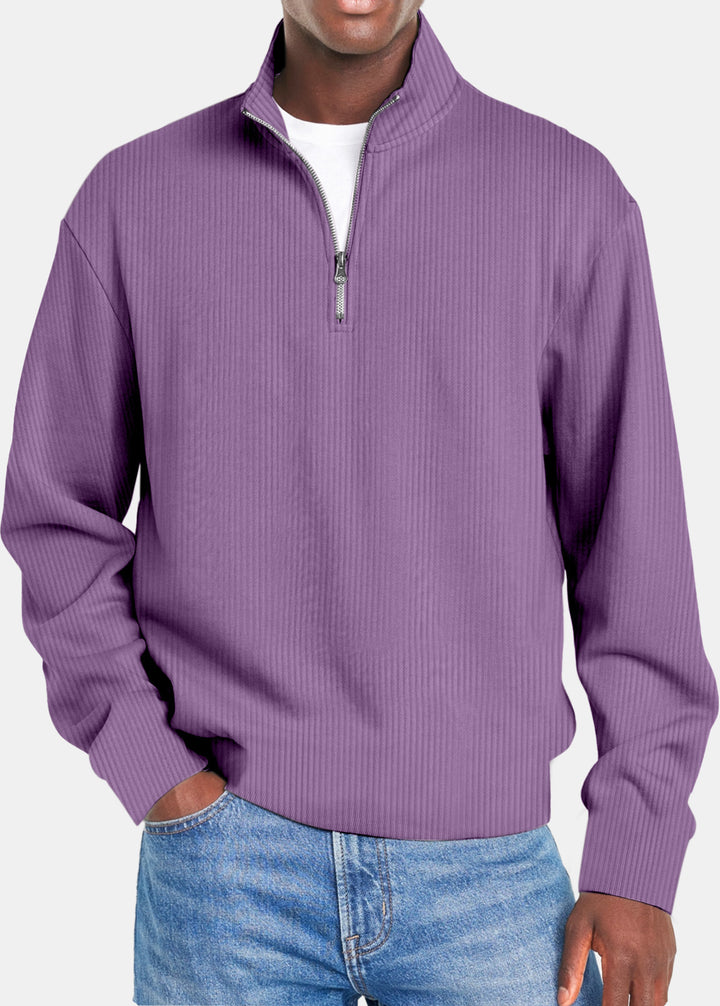 Men's Zipper Sweater - Slim Fit Sporty Knit, Long Sleeve