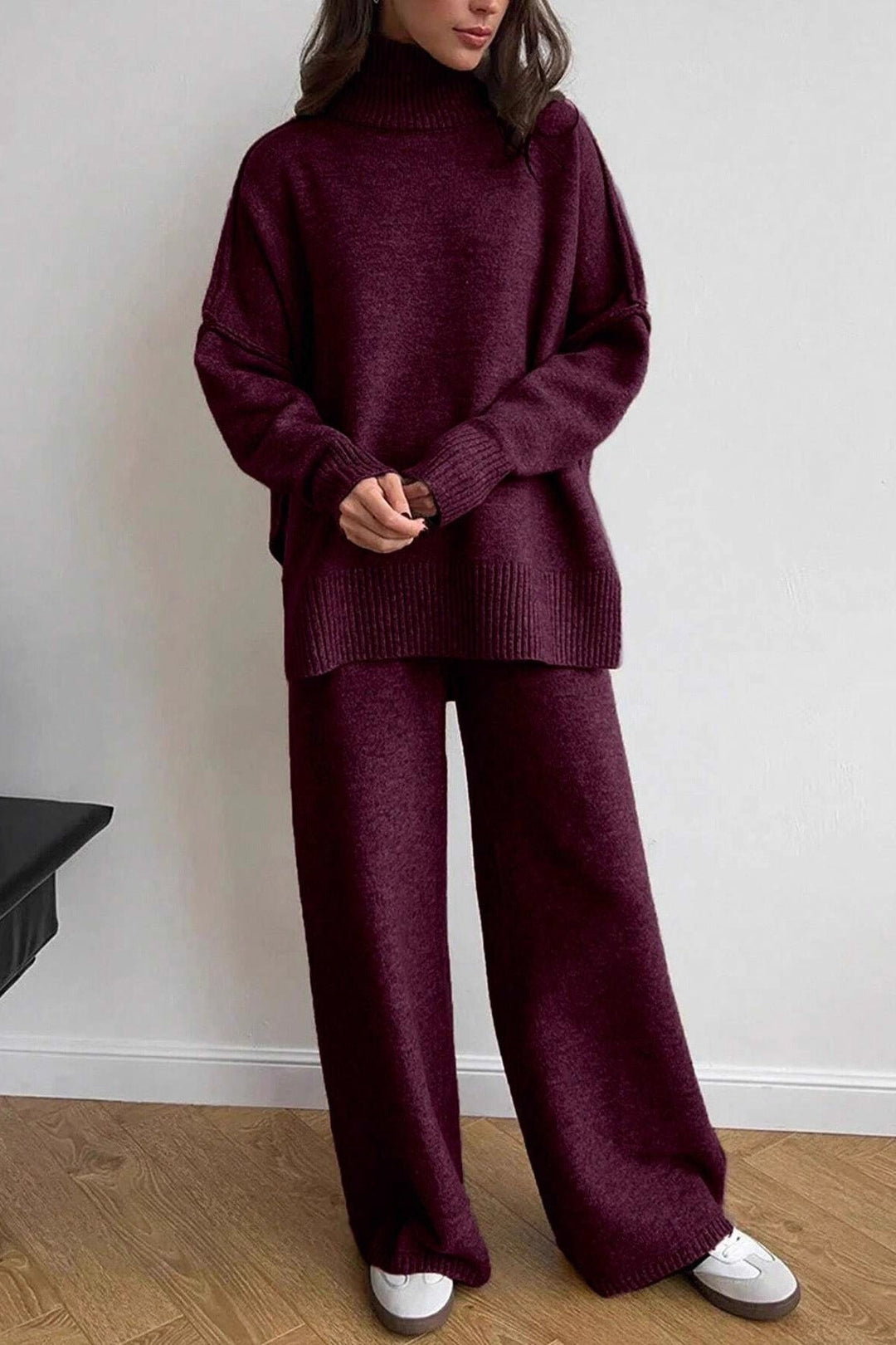 Women's Relaxed Knit Two Piece Set – Soft Long Sleeve Sweater & Pants