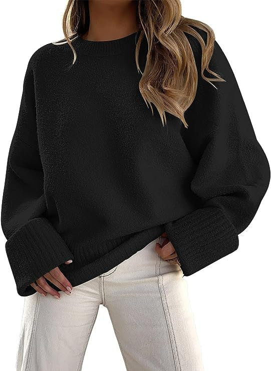 Women's Plush Knit Sweater Top – Relaxed Silhouette, Soft Texture
