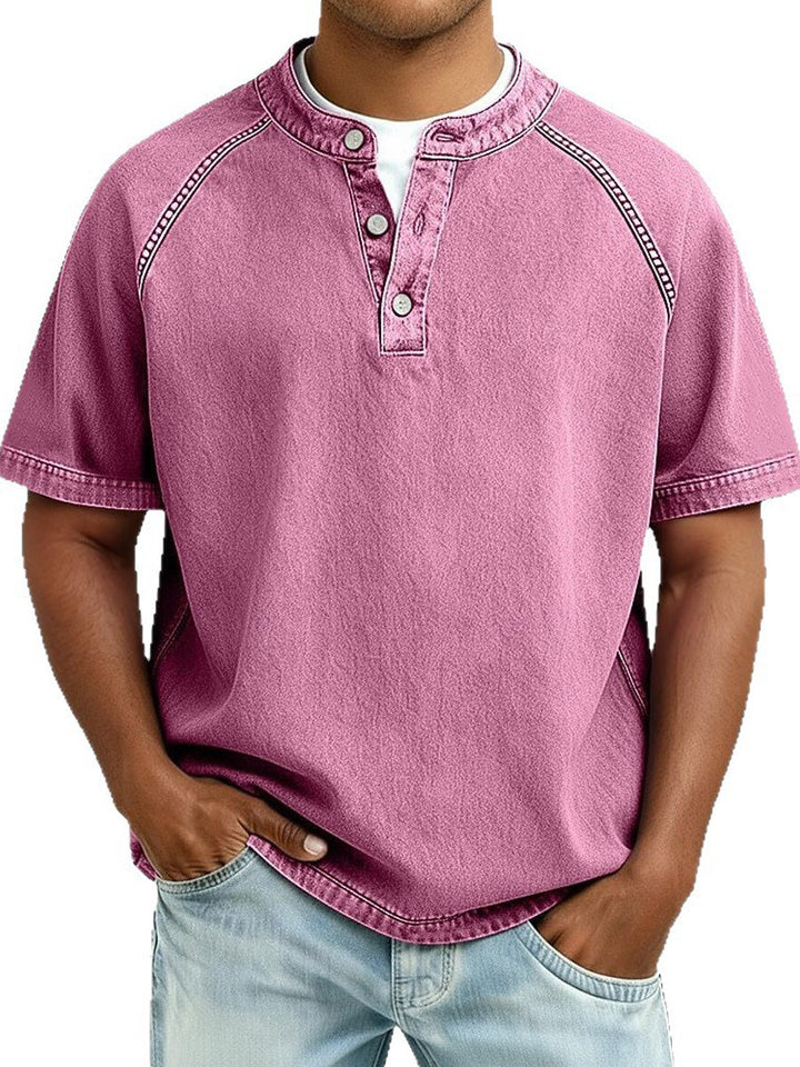 Men's Short Sleeve Button-Down Shirt – Loose Fit Cotton Casual