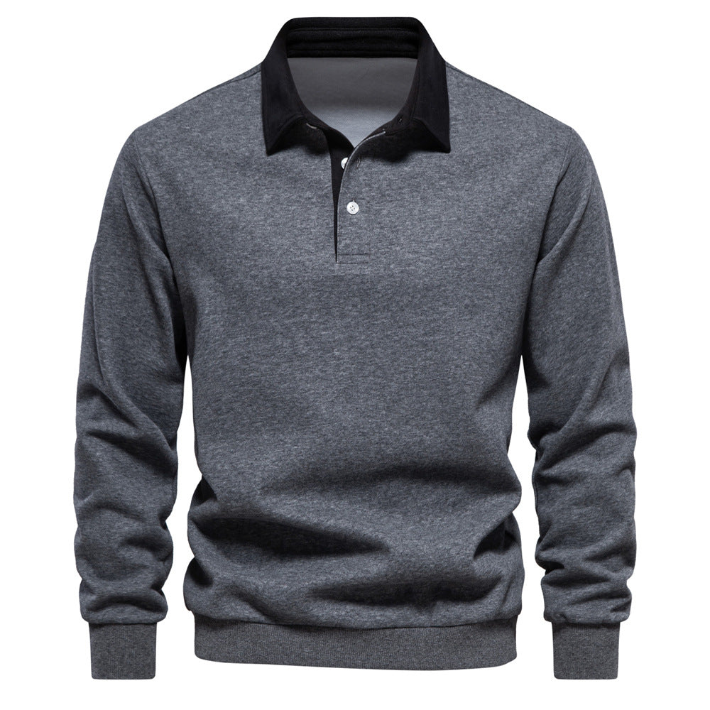 Men's Polo Sweater – Knitted Cotton Blend Contrast Collar