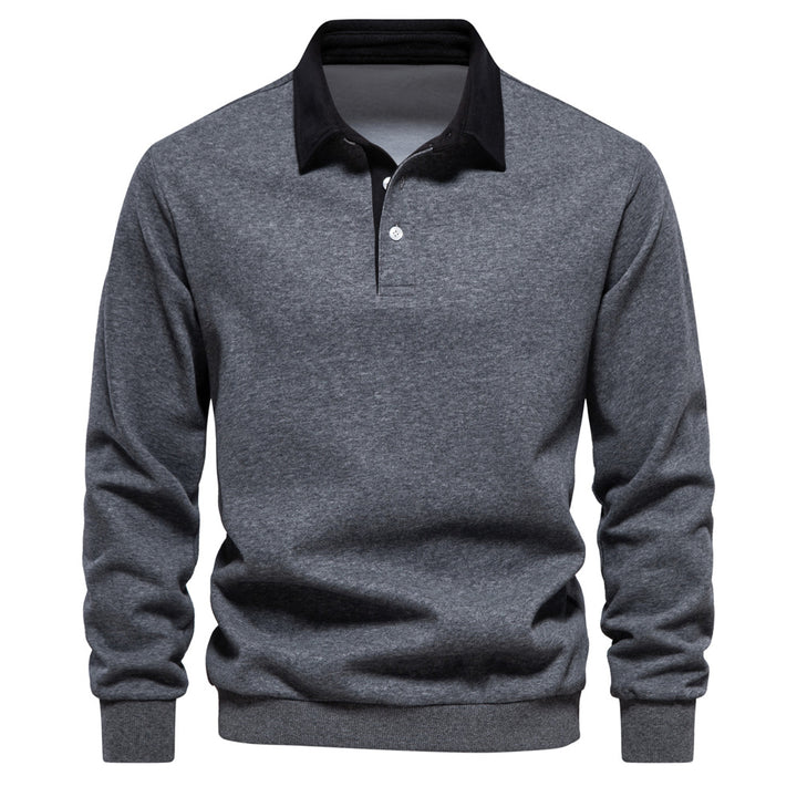 Men's Polo Sweater – Knitted Cotton Blend Contrast Collar