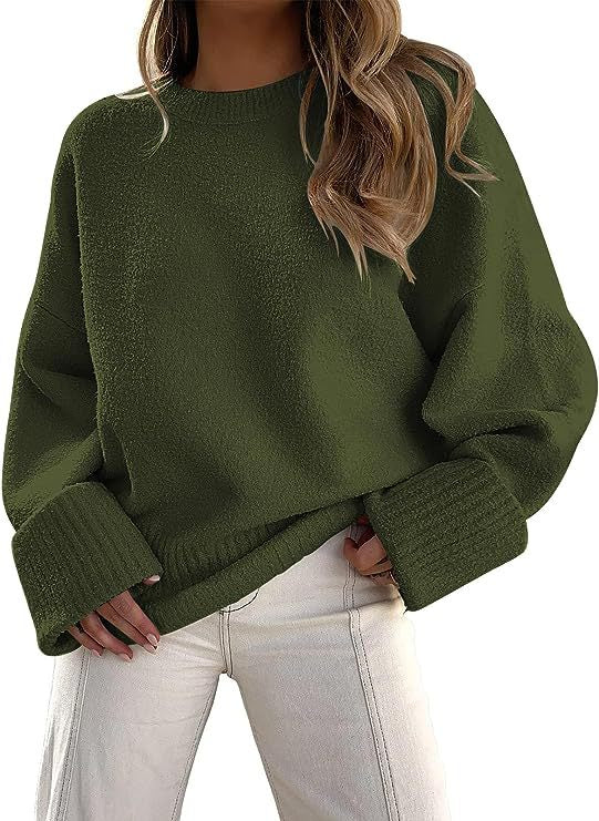 Women's Plush Knit Sweater Top – Relaxed Silhouette, Soft Texture