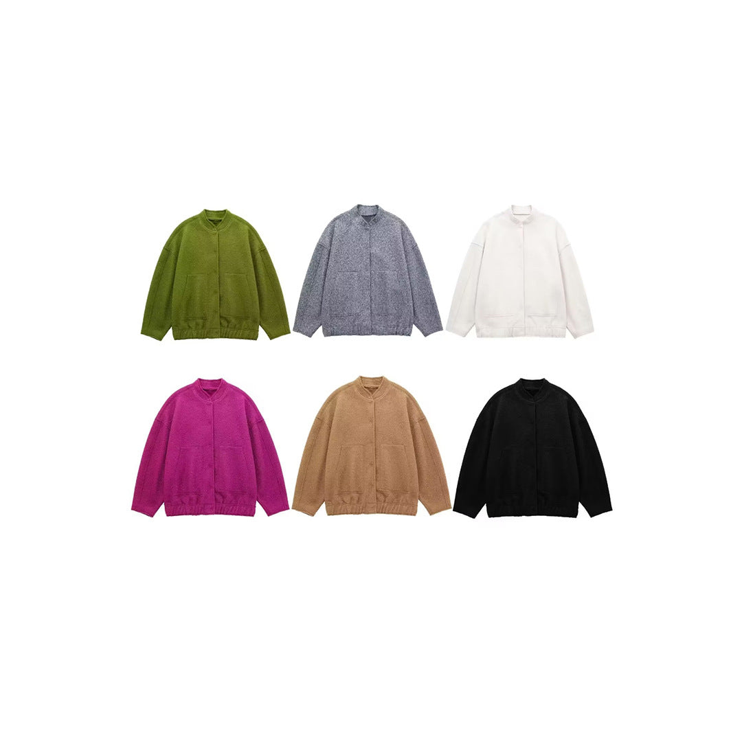 Women's Bomber Jacket Coat – Relaxed Fit with Utility Pockets