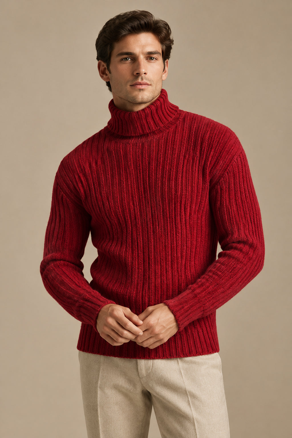 Men's Turtleneck Sweater – Slim Fit Knit, Classic Solid Style