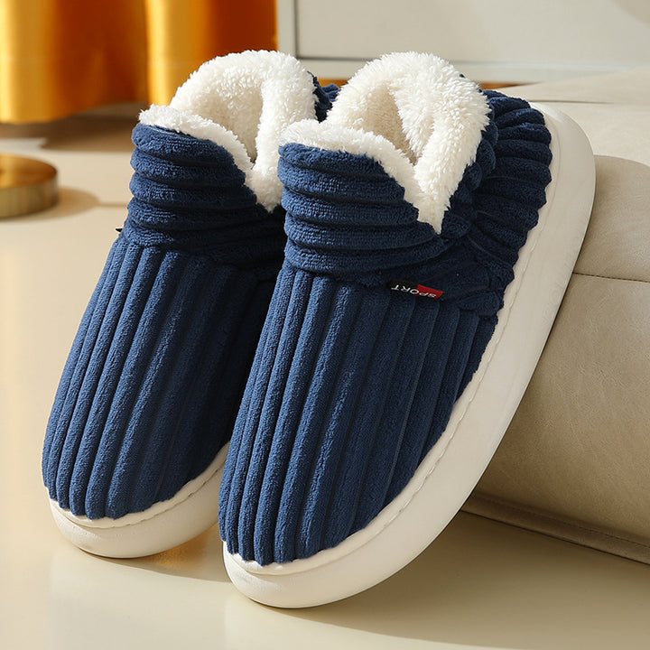 Women's Ribbed Indoor Slipper – Plush Lined, Thick Cushioned Sole