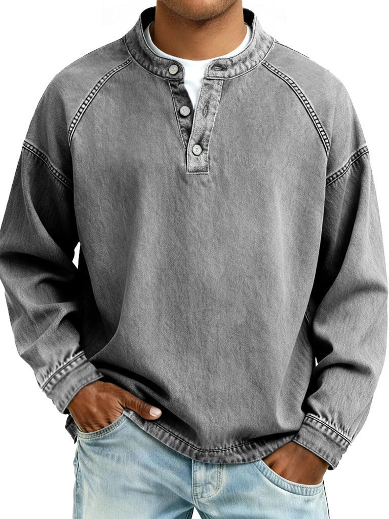 Men's Casual Long Sleeve Shirt – Relaxed Fit Vintage Style