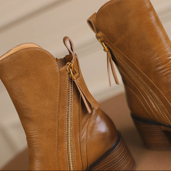 Women's Ankle Boot with Thick Block Heel – Structured High Heel