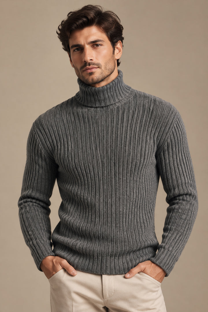Men's Turtleneck Sweater – Slim Fit Knit, Classic Solid Style