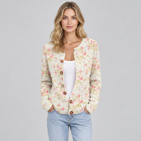 Women's Knit Cardigan Sweater – 3D Printed Midi Regular Fit