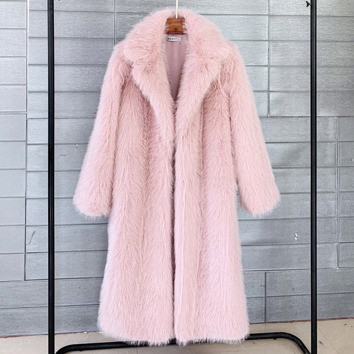 Women's Suit Collar Faux Fur Coat – Relaxed Urban Silhouette